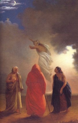 Scene from Macbeth by , depicting the witches' conjuring of an apparition in Act IV, Scene I
